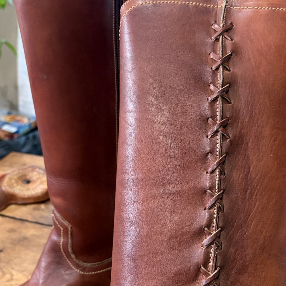 80’s Latinas Braid Vintage Leather Circle S Brazilian Campus Boot - Picture 15 of 16